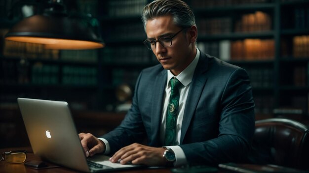 Man staying in the office for long hours