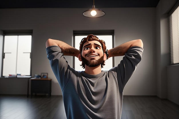 Photo man stretched out gives his loving hear