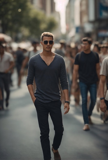 Man Strolling in The City Street