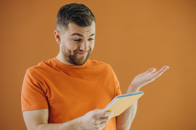 Man studying at theatre school isolated in studio