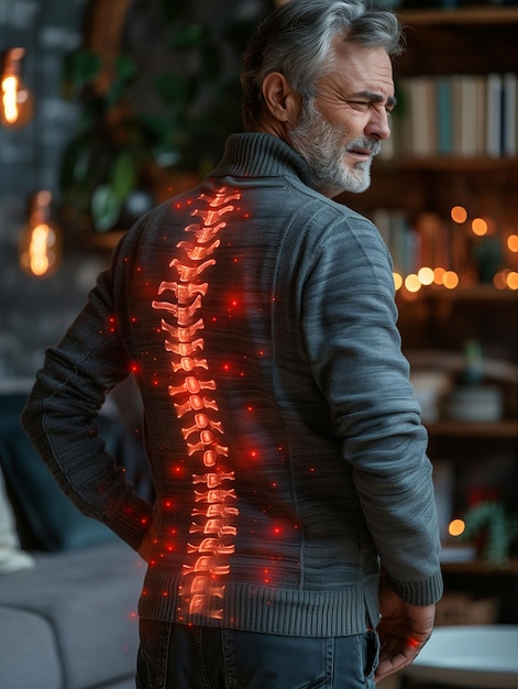 Man suffering from Back pain Health problems High quality photo Generated by Ai