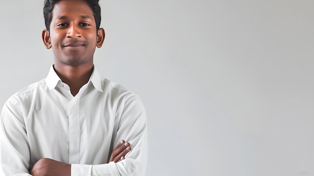 Photo man in suit on gray background