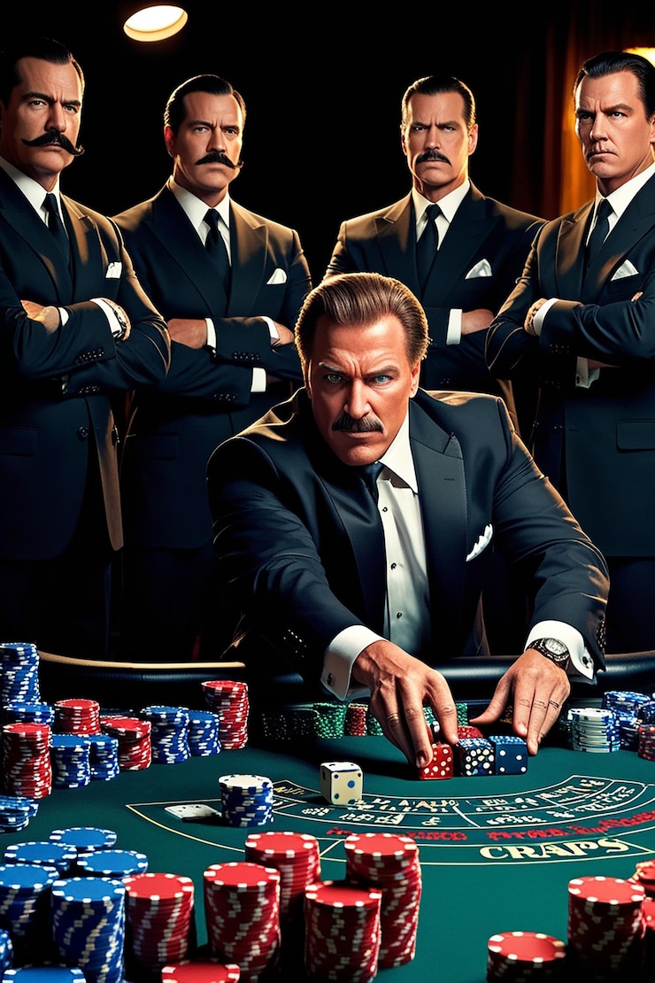 a man in a suit is sitting at a poker table