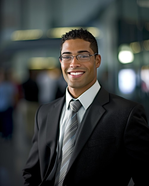 a man in a suit smiles for the camera.