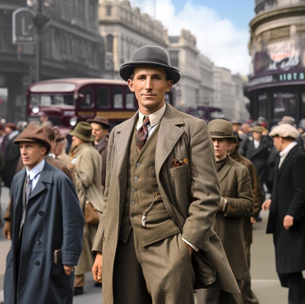 Premium AI Image | a man in a suit stands in front of a crowd of people.