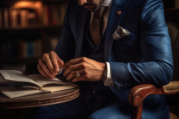 A Man in a Suit Tending to Business