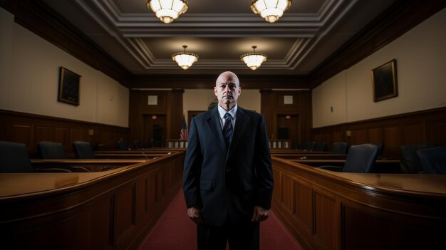 Man in Suit and Tie in Courtroom