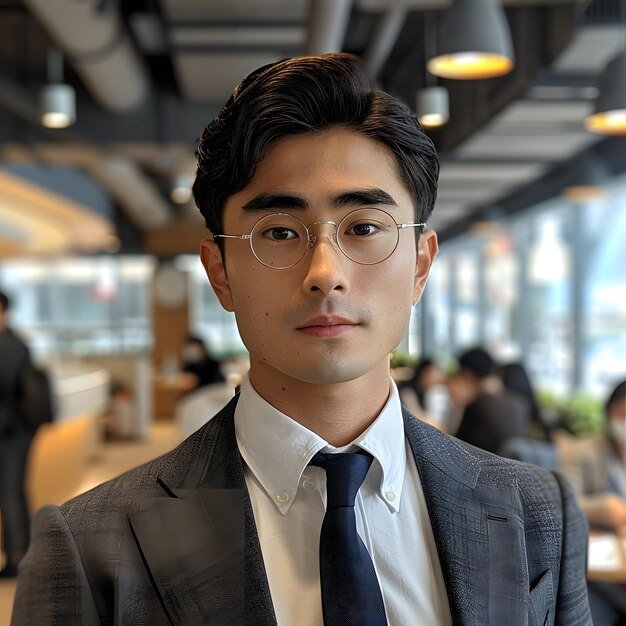 Photo a man in a suit and tie looks straight at the camera with a serious expression