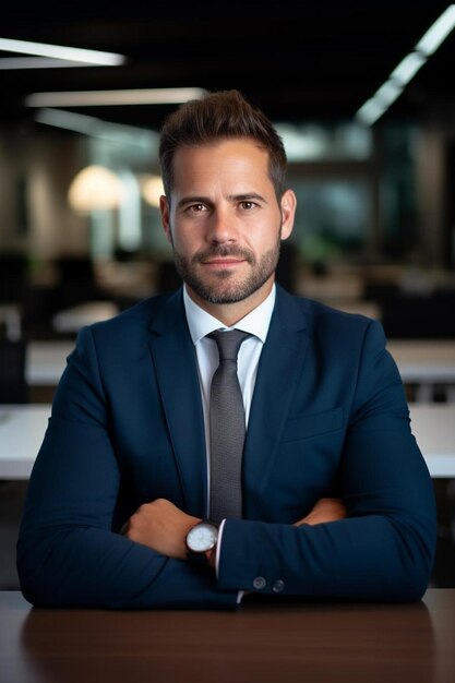 a man in a suit and tie sitting at a table