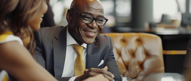 a man in a suit and tie sitting at a table