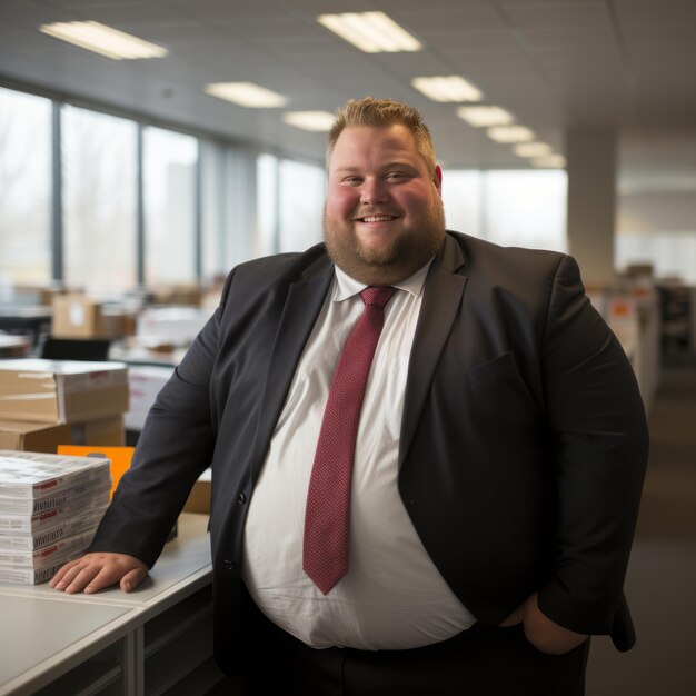 Photo a man in a suit and tie standing in an office