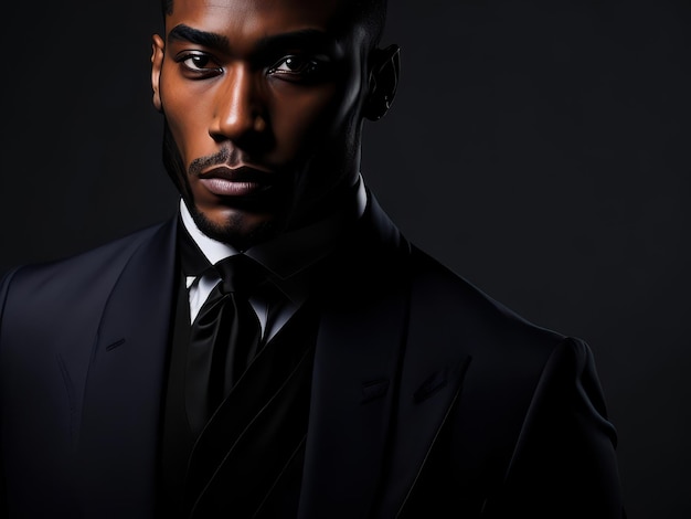 A man in a suit and tie with a black shirt and tie.