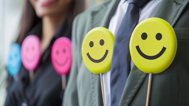 Photo a man in a suit and tie with smiley faces on them