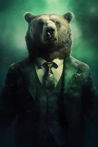 Photo a man in a suit with a bear on it