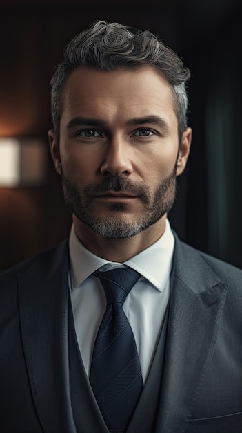 Man in a suit with a beard and a tie