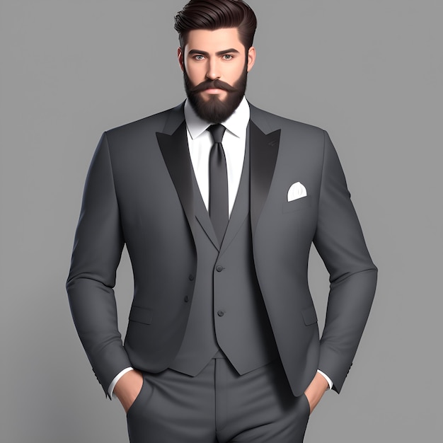 A man in a suit with a beard and a tie.