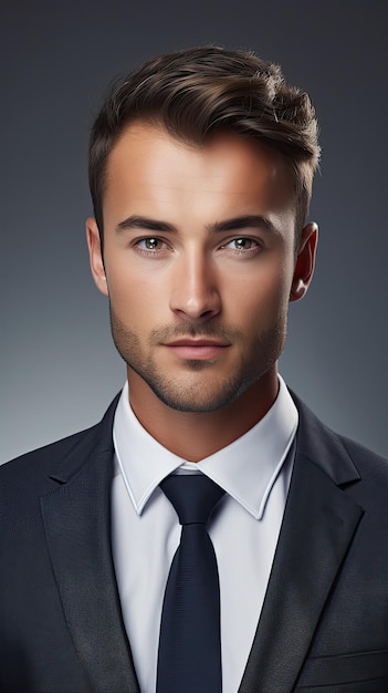 A man in a suit with a blue shirt and tie