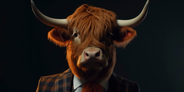 A man in a suit with a bull's head on it