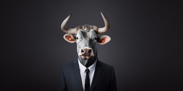 A man in a suit with a bull's head on it