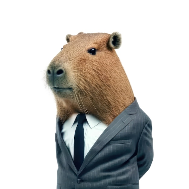 Premium Photo | A man in a suit with a capybara