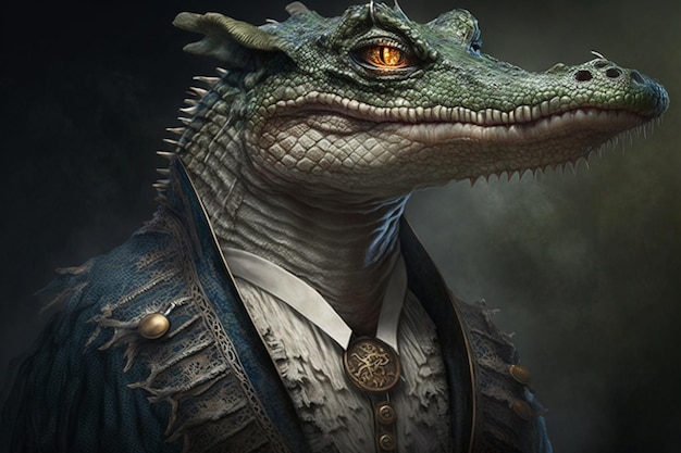 A man in a suit with a crocodile in it.