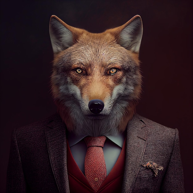 A man in a suit with a fox head.