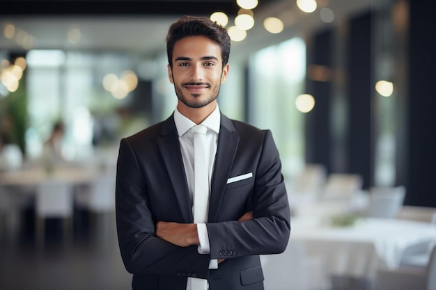 A man in a suit with his arms crossed.