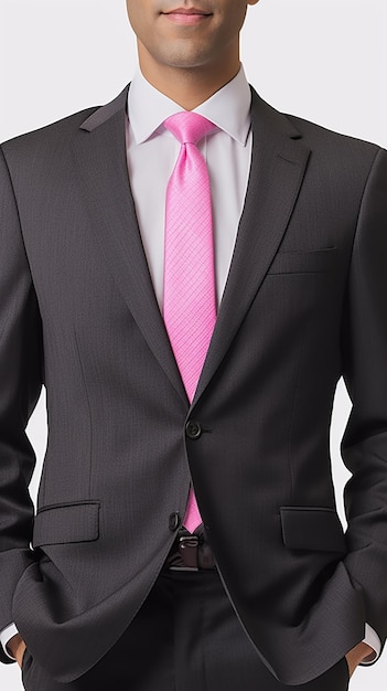 A man in a suit with a pink tie.