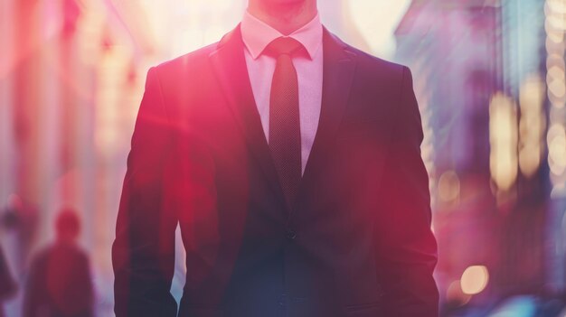 Photo a man in a suit with a red light behind him