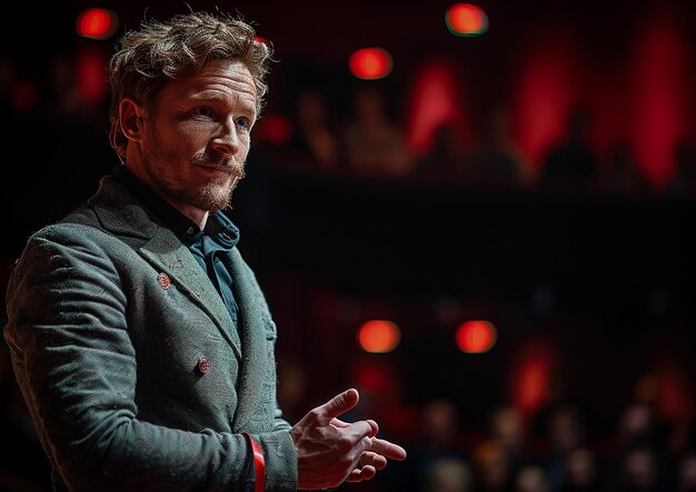 Photo a man in a suit with a red x on his shirt