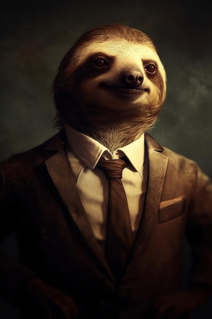 A man in a suit with a sloth on it