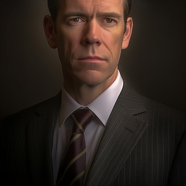 Photo a man in a suit with a striped tie and a striped tie.