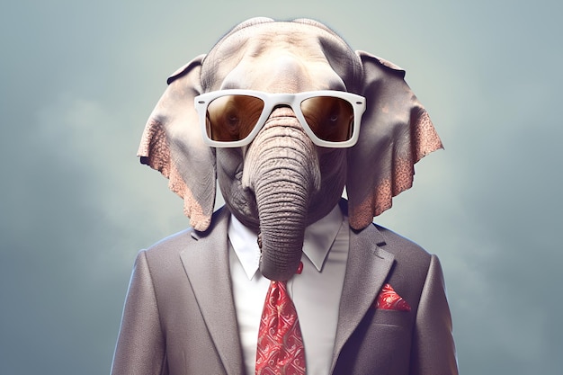 A man in a suit with a tuxedo and sunglasses that says'elephant '