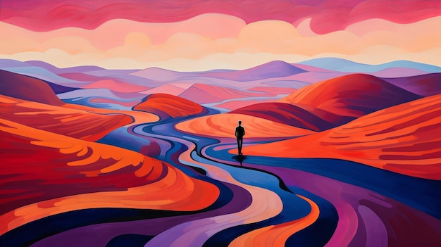 The Man In The Sunset A Vibrant Fauvist Landscape