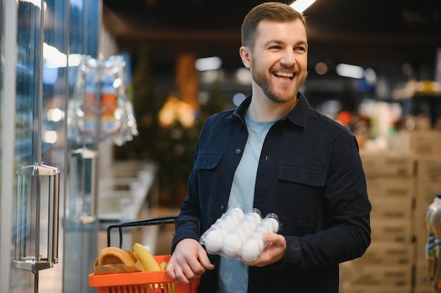 Man in supermarket grocery store customer