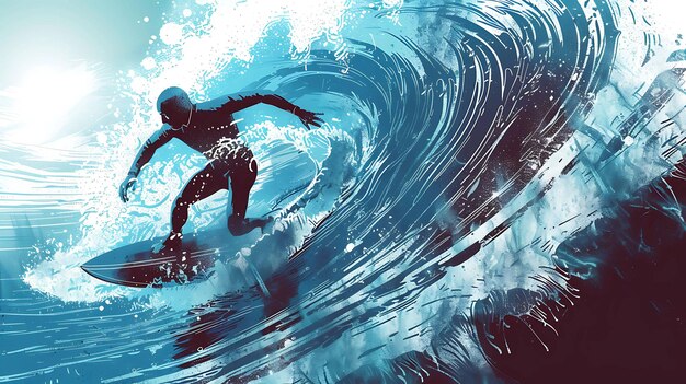 海の底にある言葉で波をサーフィンする男