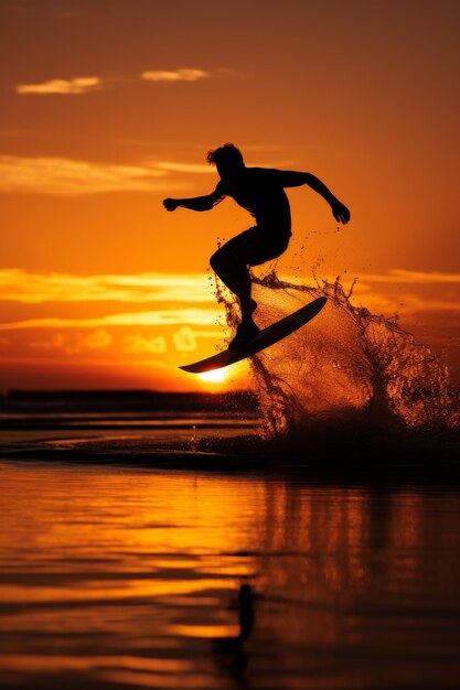 Man Surfing on Wave