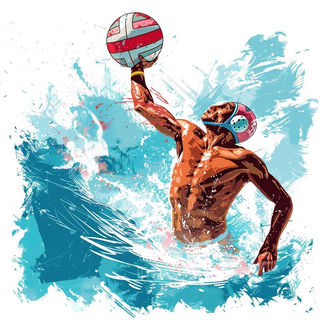 a man in a swim cap is playing volleyball