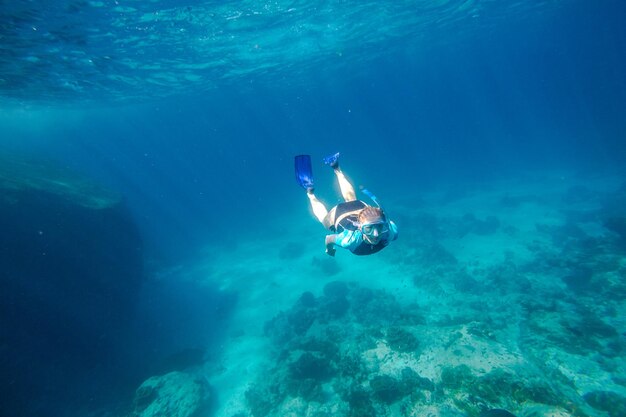 Man swimming in sea