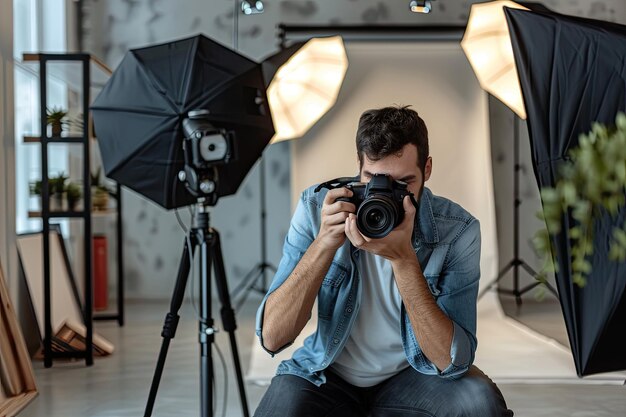 Man taking a photo in his studio