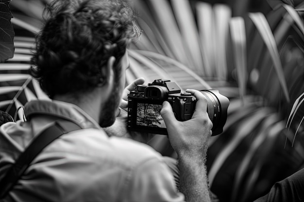 A man taking a picture with a camera