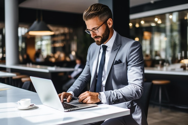 Man technology office happy laptop winner businessman business