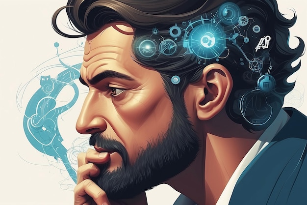 Man thinking concept illustration