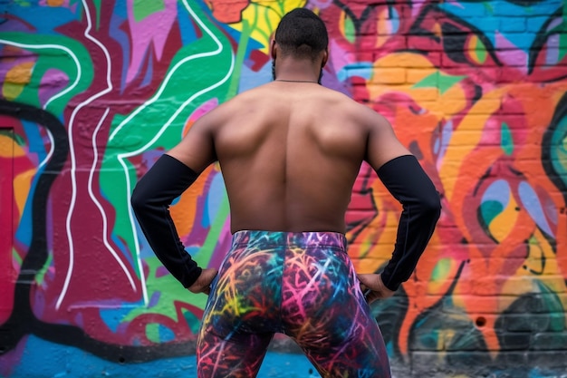 A man in a tights with the word love on the back