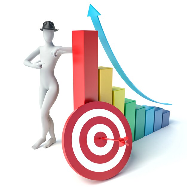 Man and timetable with a target