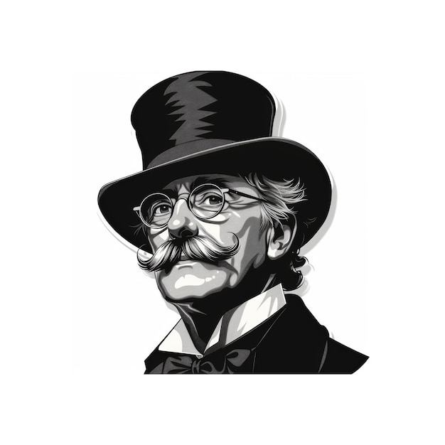 Man in Top Hat and Glasses Generative AI