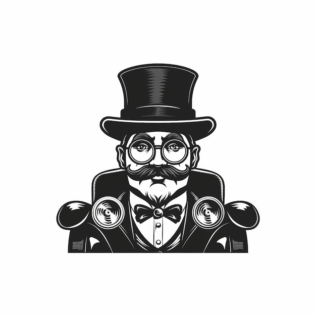 Photo man in top hat and glasses generative ai