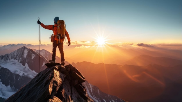 Man on the top of the mountain