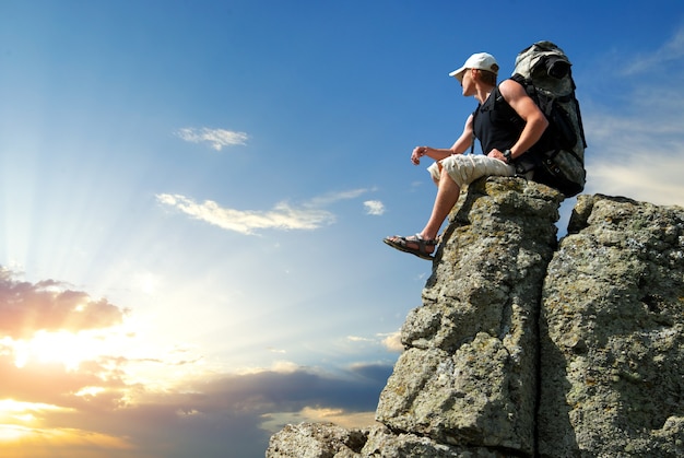 Man on the top of mountain