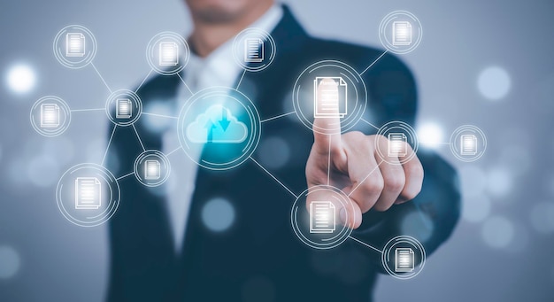 基于云计算技术互联网存储网络概念和大型数据库的大数据 通过互联网技术云共享下载和上传